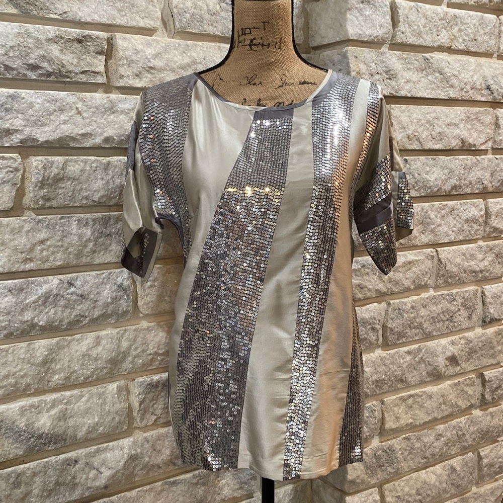 Calvin Klein Stripe Sequin Top